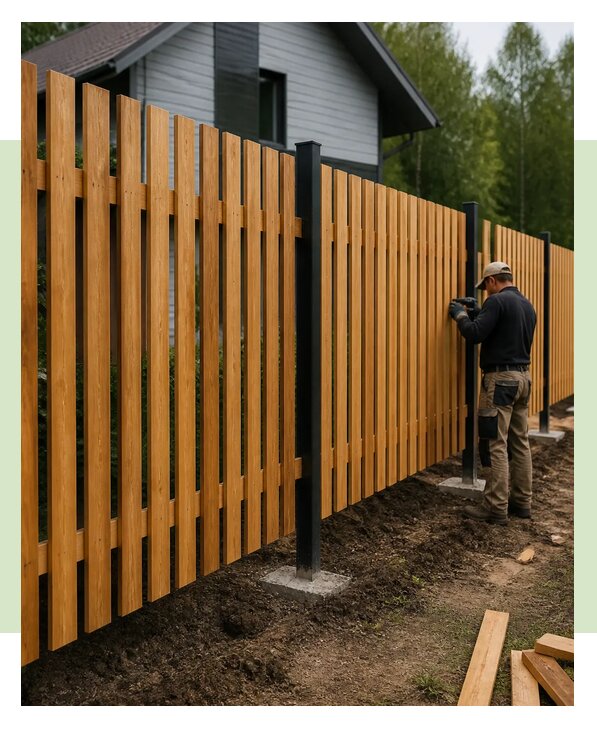 Установка деревянного забора в Санкте-Петербурге - от 2444 р. | ЗаборЭксеперт-Снк